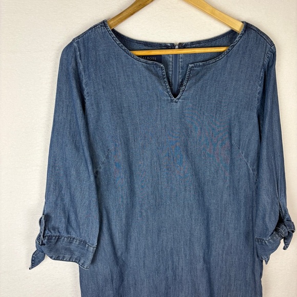 Talbots Blue Chambray Denim Long Sleeve Dress Preppy Western - Picture 3 of 7